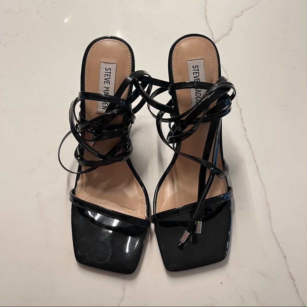 Tie Up Black Heels